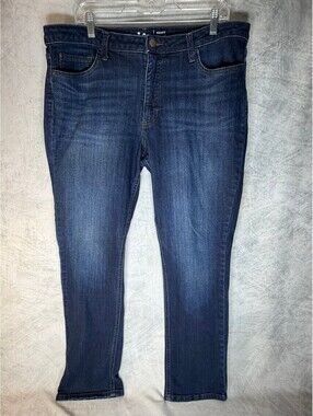 Lee Jeans Womens 18 Long Blue Straight Leg Mid Rise Regular Fit Stretch Denim